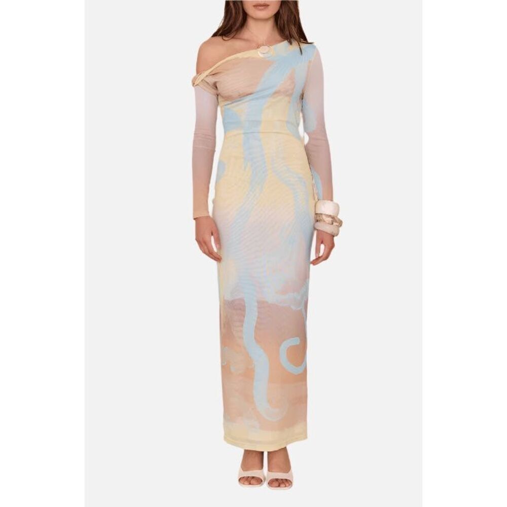 Sovere Impression Long Sleeve Dress Soft Yellow cocktail Brunch Size S NWT
